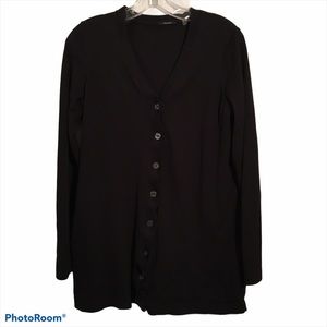 Tahari Black Ruffle Cardigan Sweater Medium